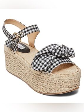 STEVE MADDEN GINGHAM ESPADRILLE SANDAL